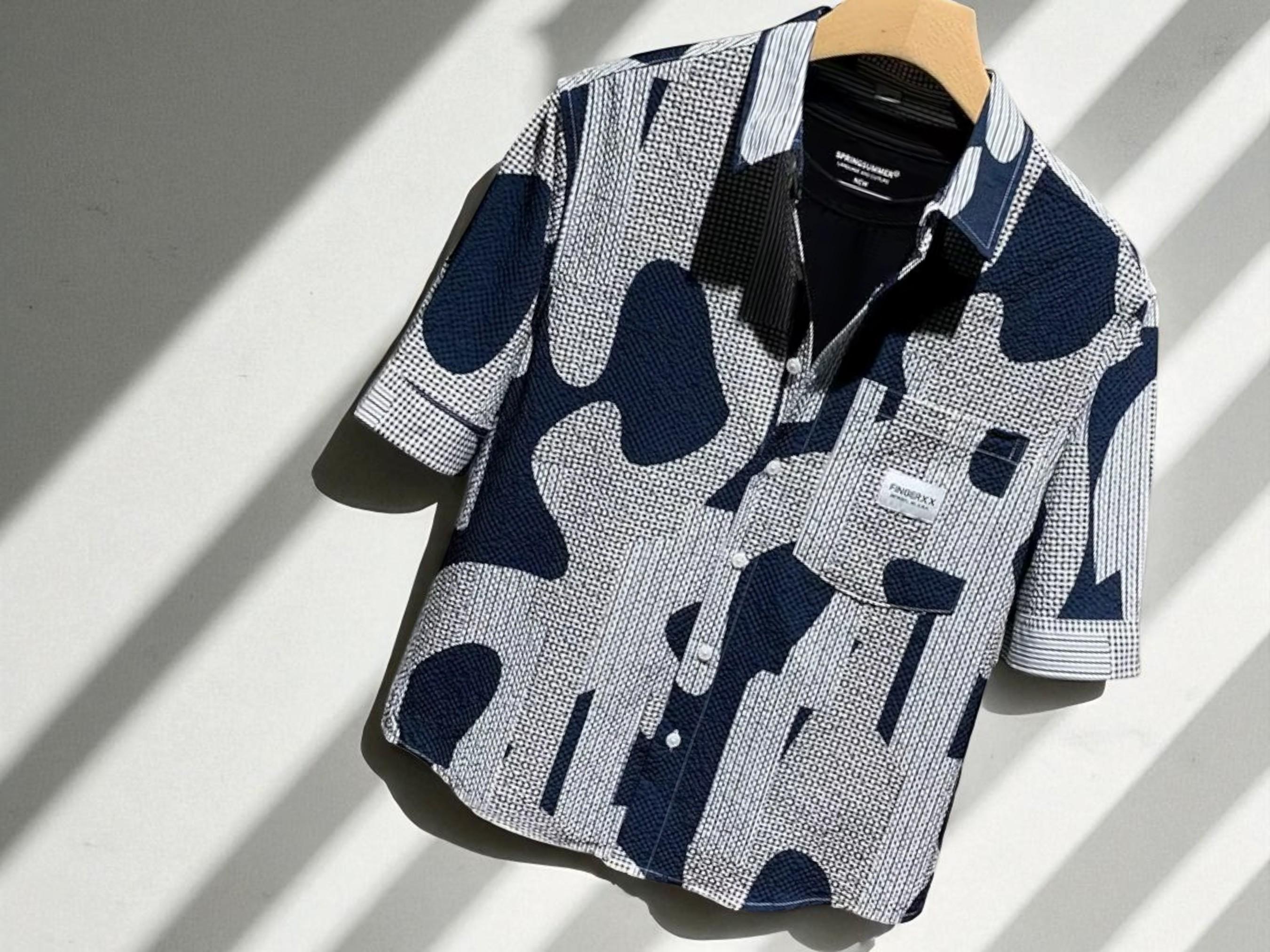 トップス UNUSED print short sleeve shirt Men's Short Sleeve Button Shirt | Geometric Pocket Collared