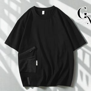 Oversized Pocket Tee Men | Urban Streetwear T-Shirt | Loose Fit Mesh Detail Shirt | Hip Hop Casual Top | Bold Summer Outfit