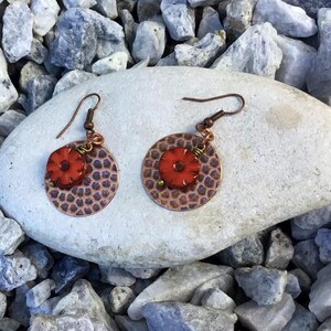 Czech Coin/ Bronze Finished/ Beaded Earrings