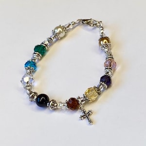 Psalm 23 Swarovski & Czech Crystal Bracelet ~ Faith Jewelry ~ Inspirational Silver Bracelet ~ Christian ~ Religious Gift DD