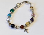 Psalm 23 Swarovski Czech Crystal Bracelet Faith Jewelry Inspirational Silver Bracelet Christian Religious Gift DD