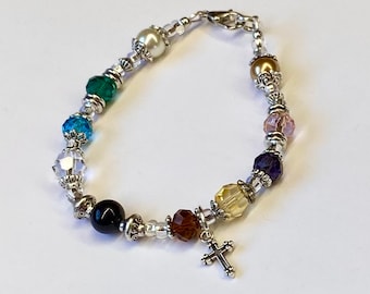 Psalm 23 Swarovski & Czech Crystal Bracelet ~ Faith Jewelry ~ Inspirational Silver Bracelet ~ Christian ~ Religious Gift DD