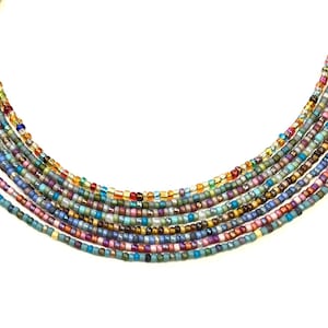 NEW Teeny Tiny Seed Bead Minimalist Style Necklace Beaded Layering Necklaces Choker Simple Boho Custom Multicolor Colorful YOU CHOOSE