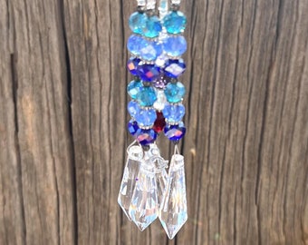 Asfour Crystal Prism Sun Catcher Rear View Mirror Car Charm Icicle Crystals Rainbow Maker Patio Window Car Light Catcher Holiday Decor GR3