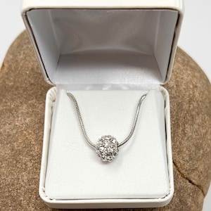 Silver Crystal Ball Necklace Sparkle & Subtle Bling Hinged Gift Box Clear Crystals Ball Pendant