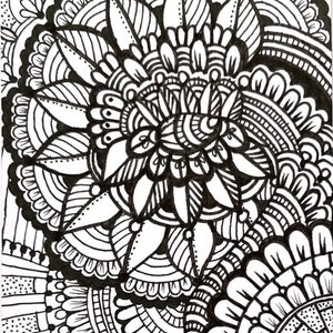 Flower Bee ACEO ORIGINAL Zentangle Style B&W or Color Your Own Way ...