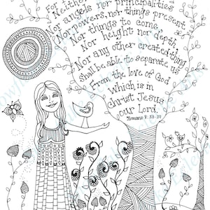 DIY COLORING Page - Instant PDF Digital Download - Printable Coloring Page - I Am Persuaded - Romans 8:38-39 - Adults - Children