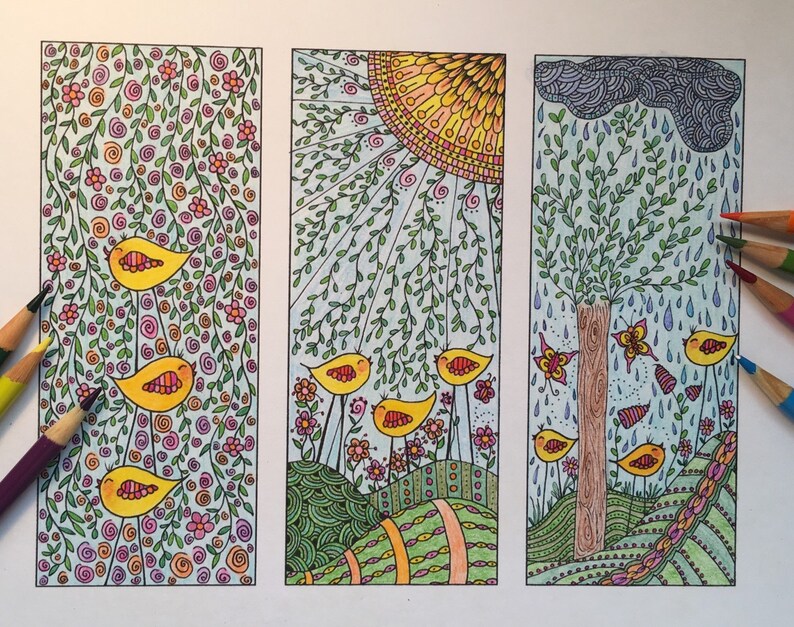 DIY Printable Coloring Page BOOKMARKS - Instant PDF Digital Download ...