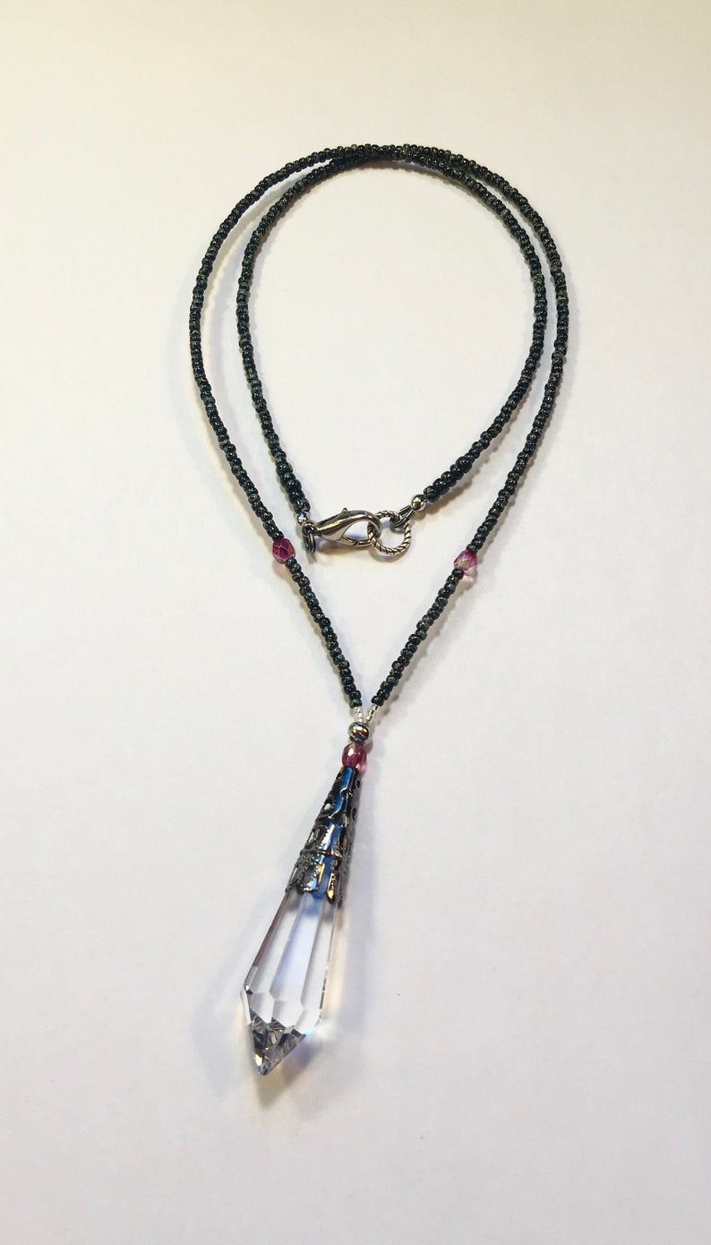 Asfour Crystal Prism Pendant Necklace Sparkly Crystal Clear Etsy