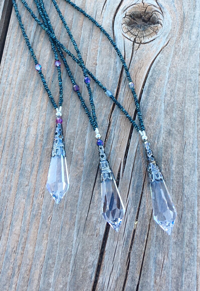 Asfour Crystal Prism Pendant Necklace Sparkly Crystal Clear Etsy