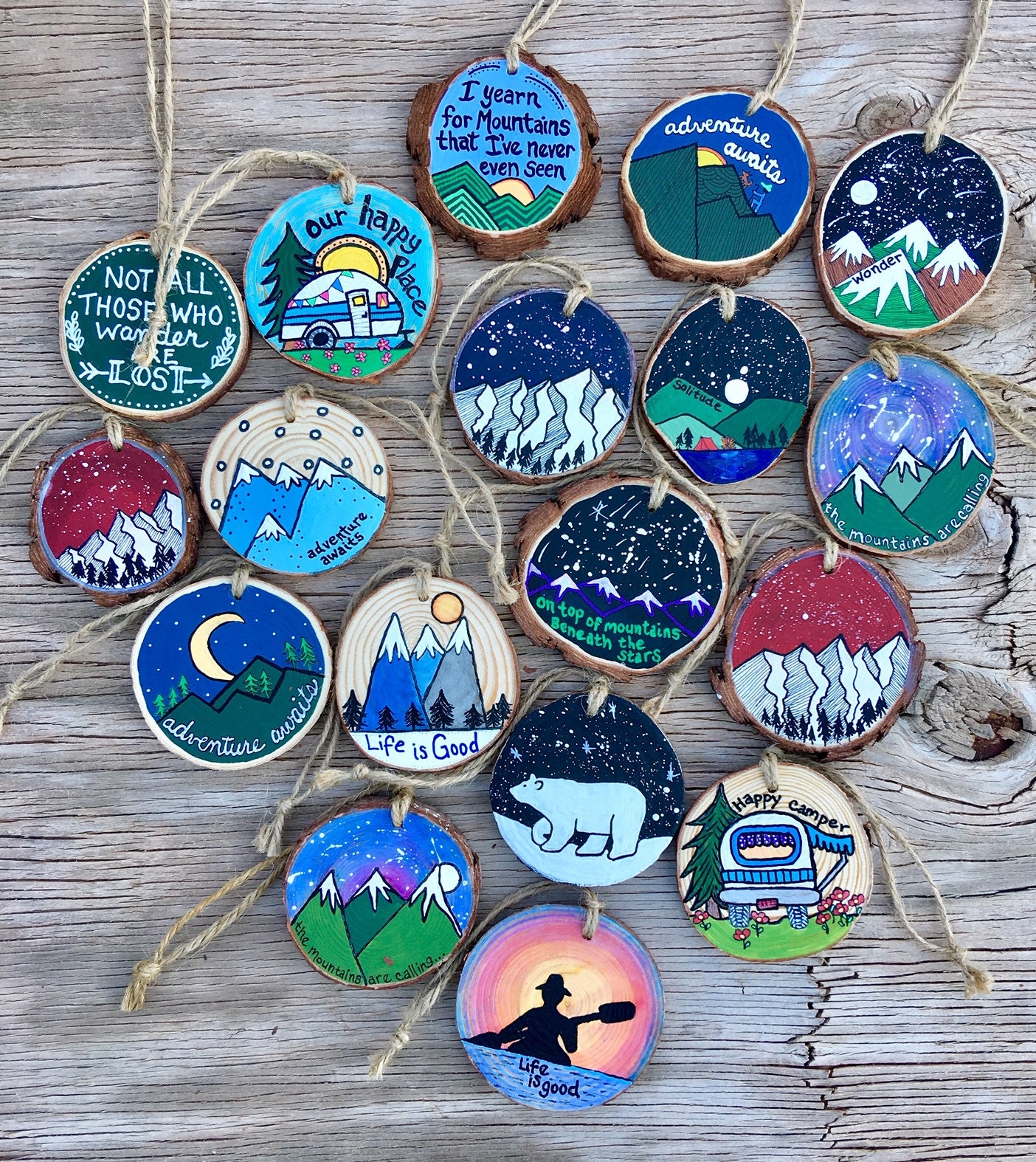 Hand Painted Rustic Wood Slice Ornaments All Occasion Art 