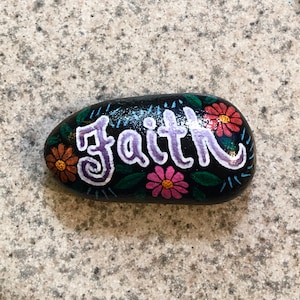 Hand Painted Have Faith Art Rock Pocket Stone Mini Art Painted Stone Encouragement Stone Inspirational