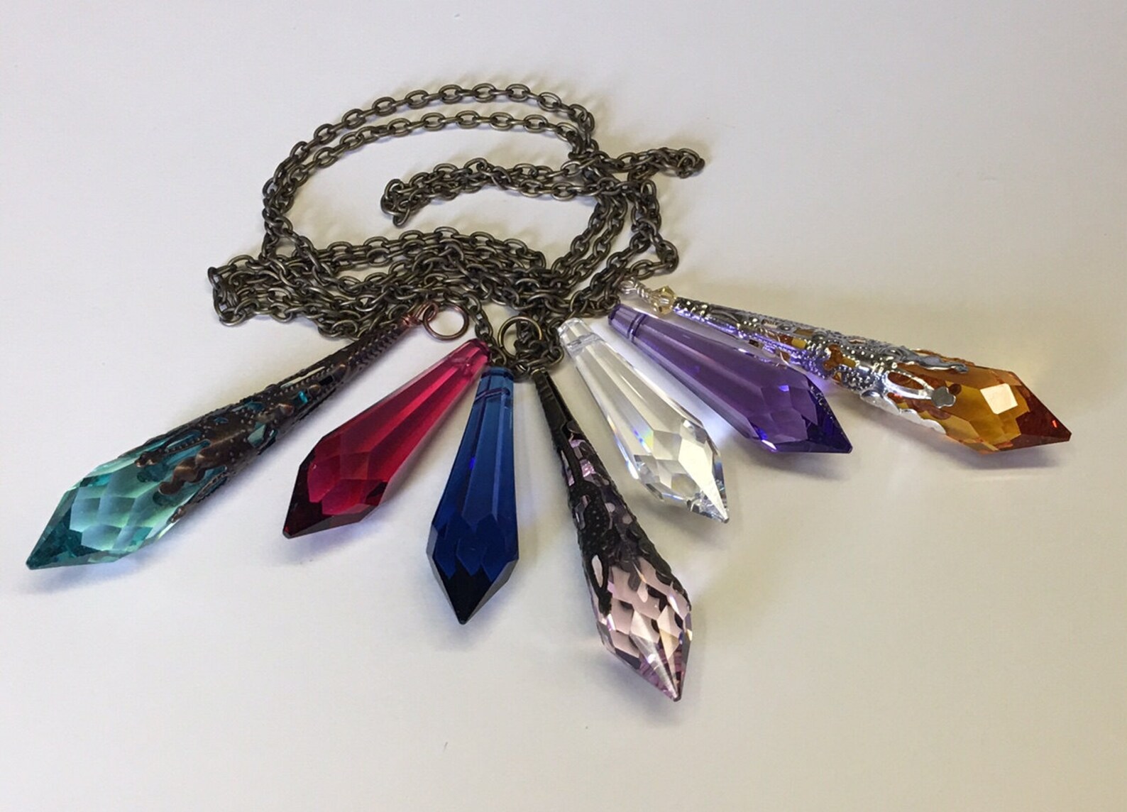 Swarovski Crystal Prism Pendant Necklace Dark Etsy