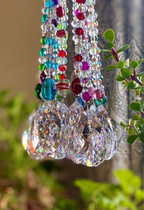 Crystal Rainbow Suncatcher with Rhinestones Star,Suncatcher Crystal Light  Catcher with Glass Ball Prisms Ornament,Hanging Glass Suncatcher for Window