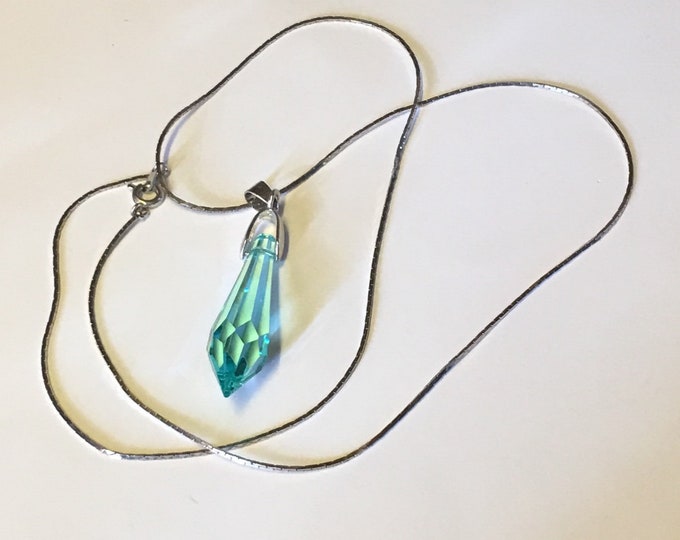 Handcrafted Simple Swarovski Crystal Prism Pendant Necklace Antique