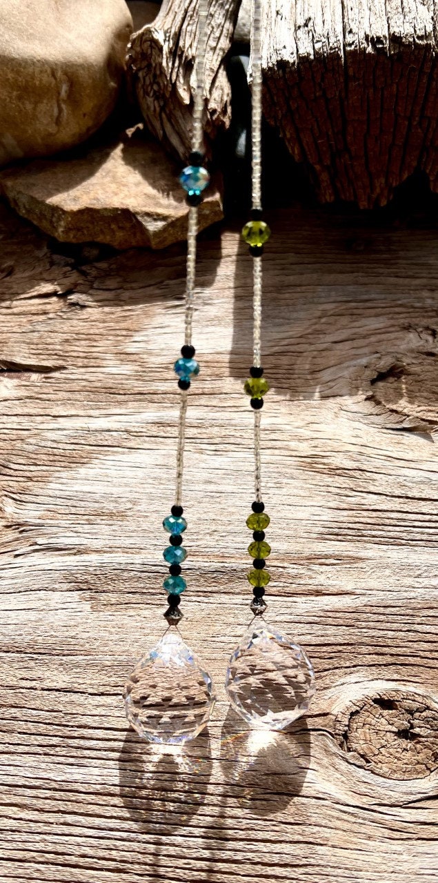 thumbnail image 2 of 8 Mixed Color Feng Shui Crystals – 30mm Faceted Rainbow Prism Sun Catchers 2 of 4