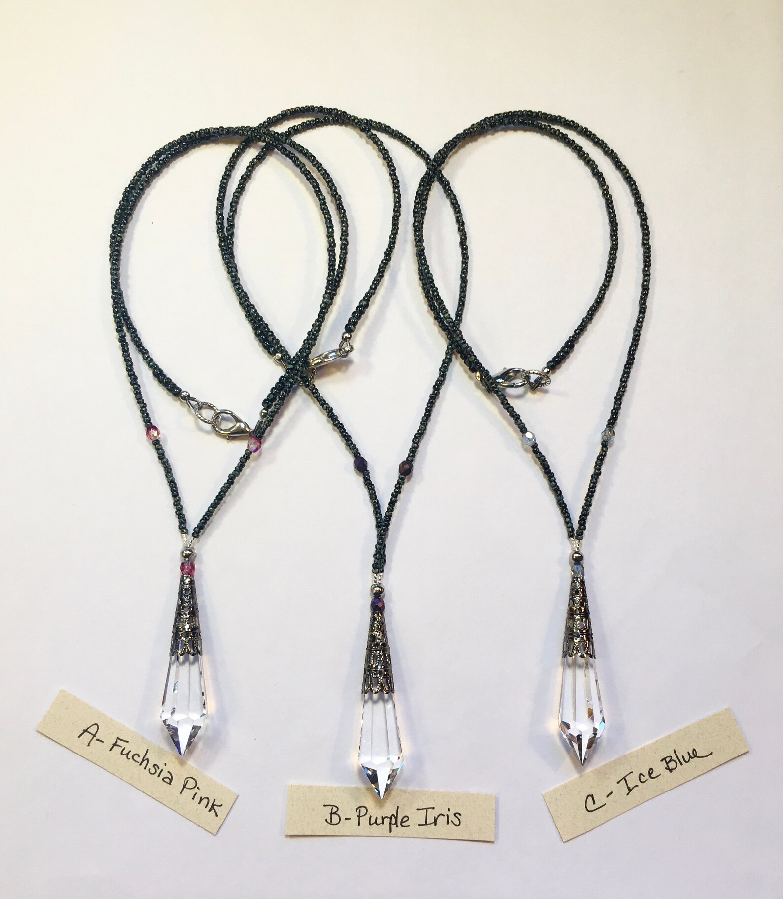 Asfour Crystal Prism Pendant Necklace Sparkly Crystal Clear Etsy