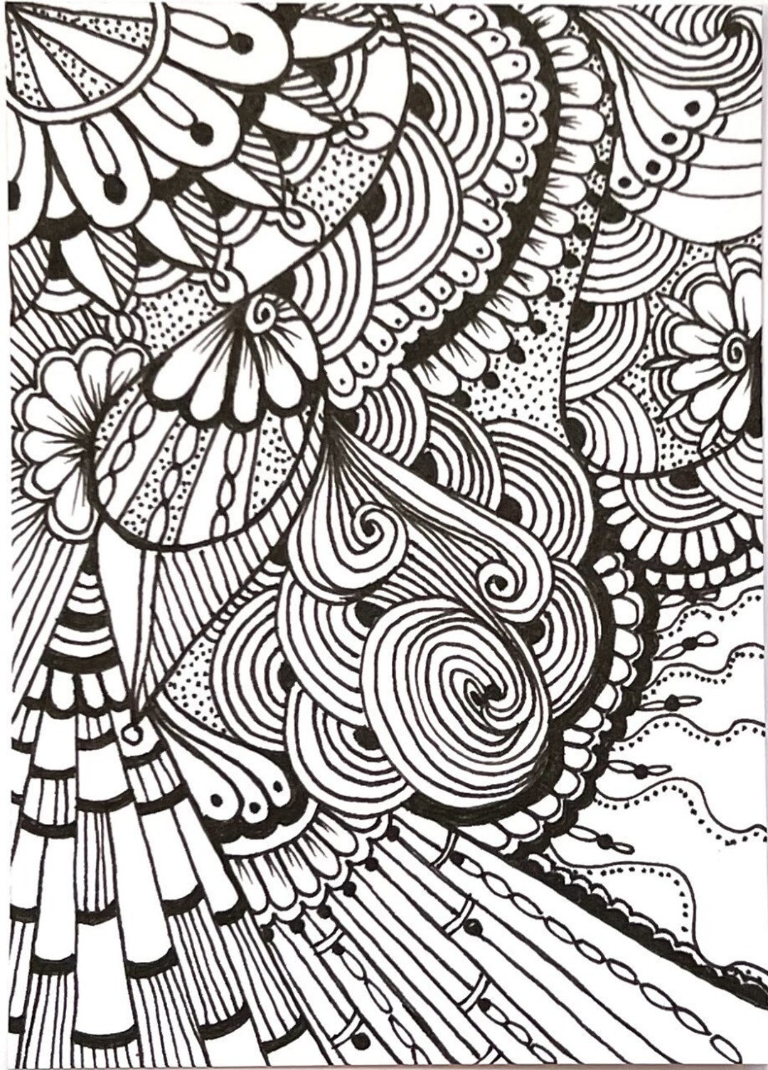 Bluster ACEO ORIGINAL Zentangle Style B&W or Color Your Own Way Enjoy ...