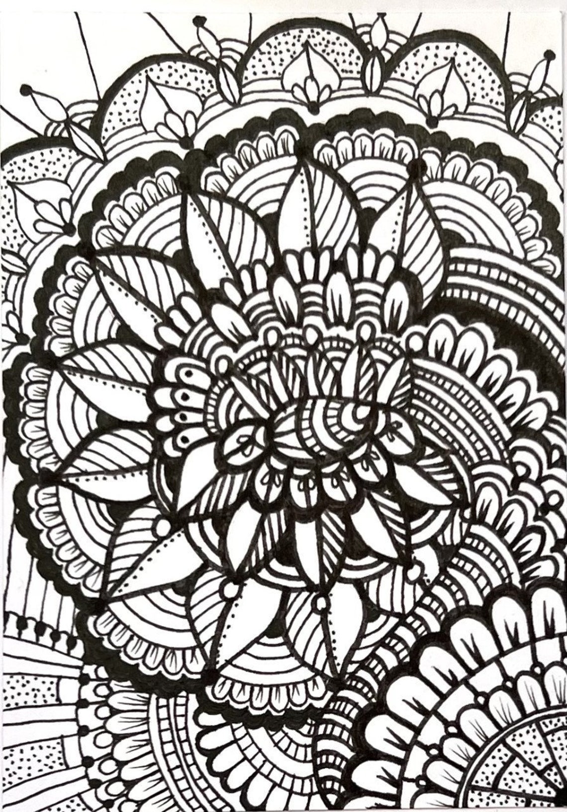 Flower Bee ACEO ORIGINAL Zentangle Style B&W or Color Your Own Way ...