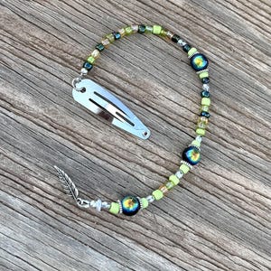 Beaded Hairclip Seed Bead Shorter Hair Jewelry Hippie Festival Free Spirit Shorter Hair Jewelry Silver Leaf Hair Clip Hair Jewelry ZB