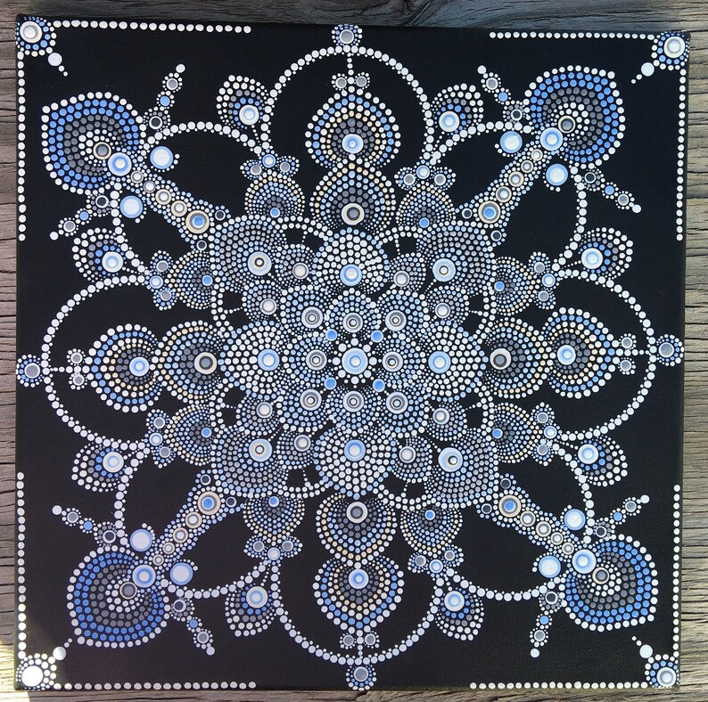 snowflake-mandala-acrylic-dot-art-painting-12-x-12-stretched-etsy