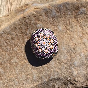 Hand Painted Mandala Rock #91 Dot Art Pocket Stone Mini Art Mandala Rock