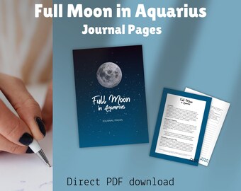 Full Moon in Aquarius Journal with Prompts (PDF Download)
