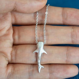 Whale Shark Pendant Necklace, Silver Tone Ocean Animal Necklace, Shark Charm Jewelry, Marine Life Gift