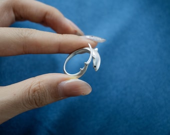 Thresher Shark Ring, Shark Earrings, Shark Bracelet, Handmade Ocean Jewelry, Marine Life Gift for Shark Lovers