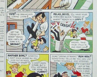 Comic Strip Ad Etsy - cream of wheat junior comics series 1950s vintage advertising kitchen wall art decor e336
