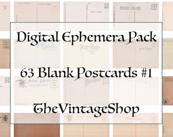 Vintage Postcards Blank Backs Printable Ephemera Junk Journal Scrapbook Paper Digital Download Pack TheVintageShop Bundle #1