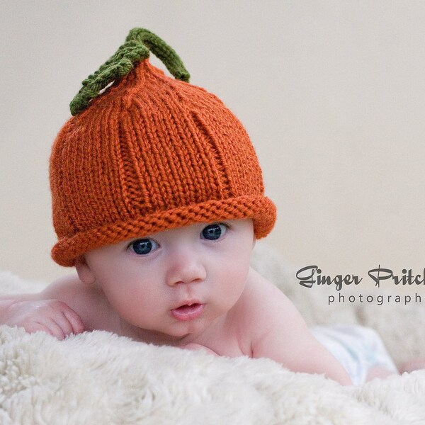 Pumpkin Pixie hat NB-3 mo, 3-6 mo, 6-12 mo, 12-24 mo, 2 to 4 yr sizes Cute Halloween Photography Prop