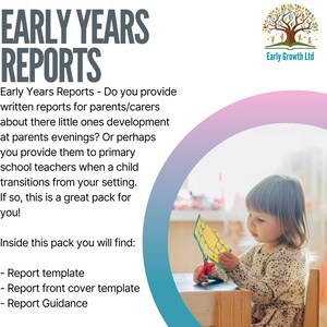 Early Years/Nursery/Preschool/Childminder Reports Template and Guidance DIGITAL DOWNLOAD - Early Growth Ltd
