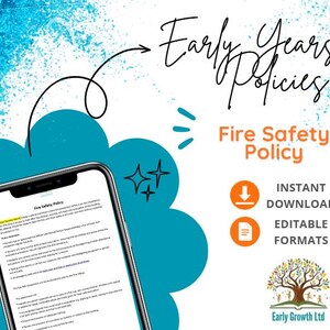 Política de seguridad contra incendios: descarga digital editable para preescolar, guardería y cuidado infantil - Crecimiento temprano