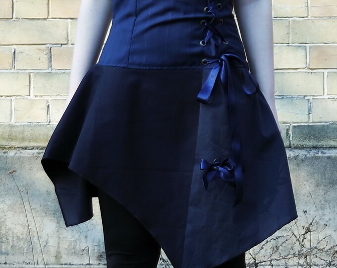 Navy Skirt High Waist Corset Skirt With Lace up Detail Bow Etsy