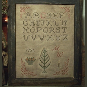 Primitive Colonial Christmas Practice Sampler Cross Stitch Pattern