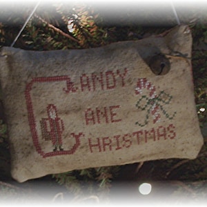 Candy Cane Weihnachten Sampler Kissen Hänge Ornie E-Pattern