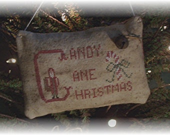 Candy Cane Christmas Sampler Pillow Hanging Ornie E-Pattern