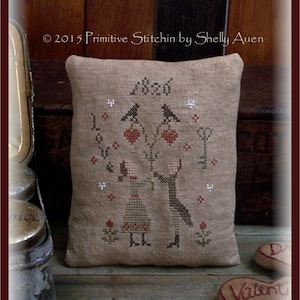 Hearts Unite Valentine Pillow Keep Cross Stitch E-Pattern PDF