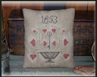 Patrón E para almohada de San Valentín primitiva Love Blooms
