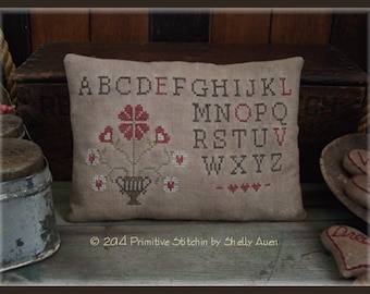 Patrón PDF de almohada primitiva de San Valentín "Cuenta los Corazones"
