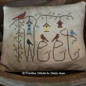 New 2025! Sweet Tweets Primitive PDF Cross Stitch Pattern