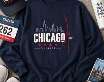 Chicago 26.2 Finisher Sweatshirt, Marathon Finisher Crewneck, Chicago Running Sweatshirt, Marathon Gift, Marathon Gift, Race Day Sweatshirt