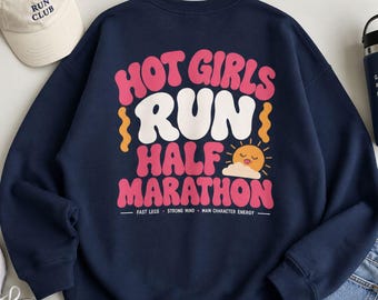 Halbmarathon-Sweatshirt für Frauen, Geschenkidee für Halbmarathonläuferinnen, Lauf-Sweatshirt mit Rundhalsausschnitt, Damen-Lauf-Sweatshirt, Geschenkideen für Halbmarathonläufer