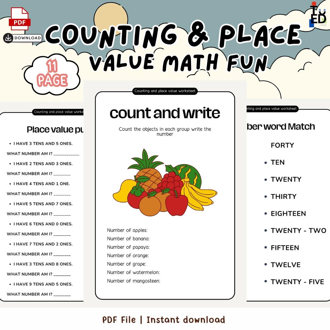 Counting and Place Value | Fun Math | 1st Grade | Printable - Etsy