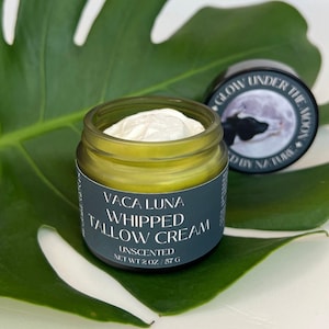 Whipped Grass-Fed Tallow Cream – Unscented All-Natural Moisturizer with Organic Raw Shea Butter | 2 oz Skincare