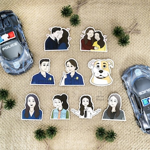 The Rookie Stickers, Chenford Stickers, Tamara Colins, Lucy Chen, Tim Bradford, Cartoon Stickers // Set 1