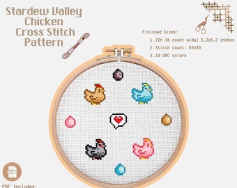 Stardew Valley Chicken Cross Stitch Pattern