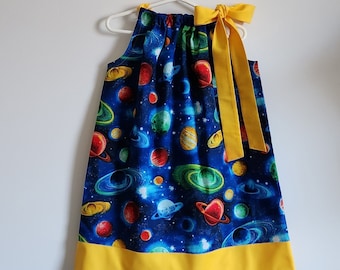 Space Dress | Pillowcase Dress | Kids Dress with Planets | Planets Dress | Solar System | Outer Space Dress | Science Dress for Girl