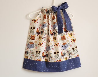 Pillowcase Dress with Chickens | Chicken Coops | Chicken Dress | Farm Life Dress | Farm Birthday | Farm Theme Clothes | Kids Dress